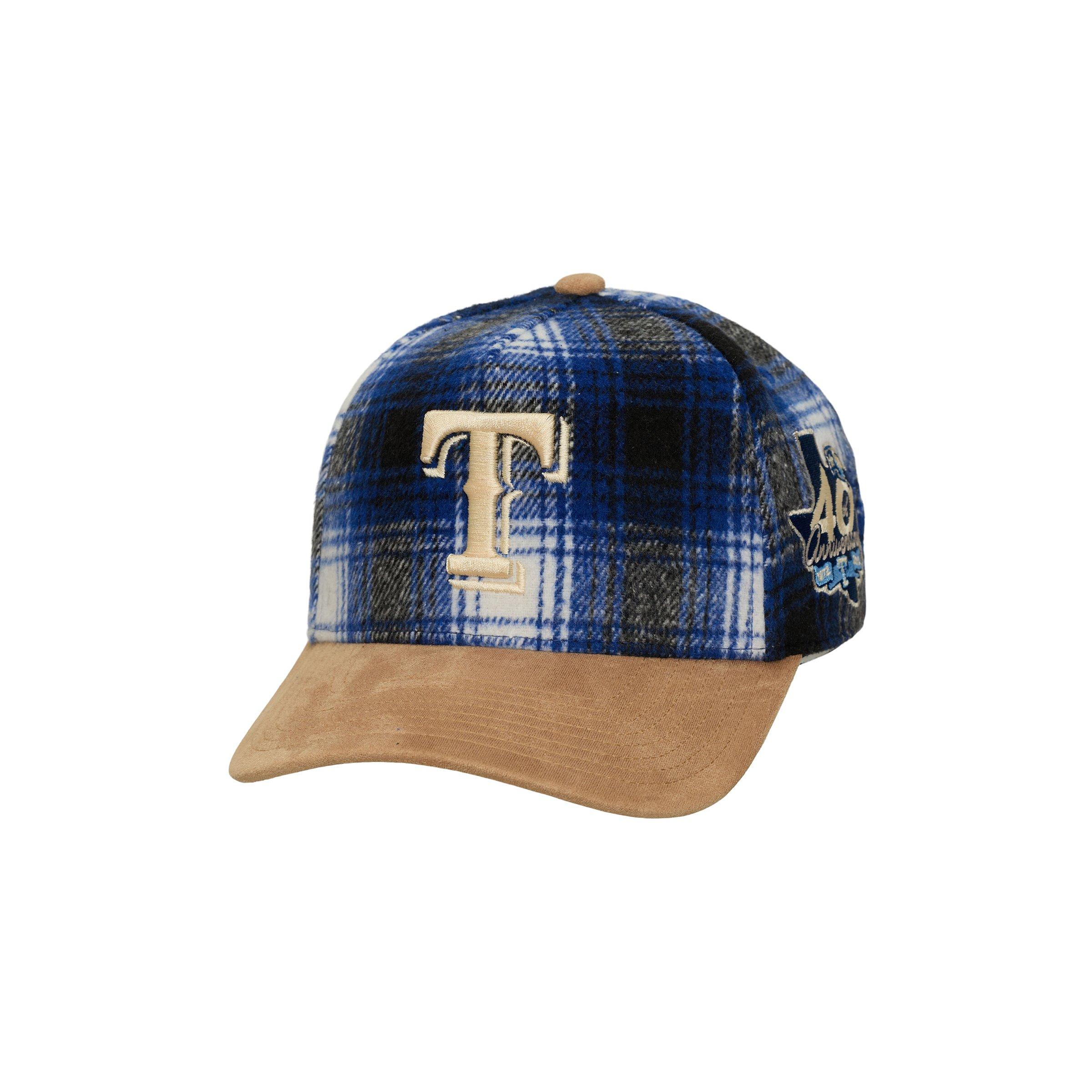 Mitchell & Ness Texas Rangers Plaid Snapback Hat - Blue